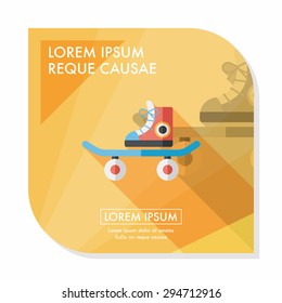 Skateboard flat icon with long shadow