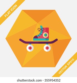 Skateboard flat icon with long shadow