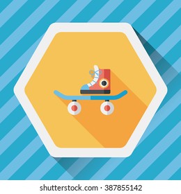 Skateboard flat icon with long shadow