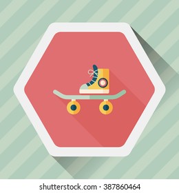 Skateboard flat icon with long shadow