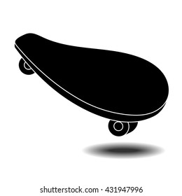 Skateboard flat icon with long shadow, vector line icon