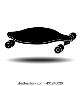 Skateboard flat icon with long shadow, vector line icon
