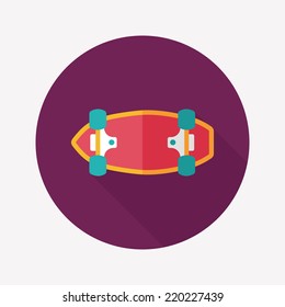 skateboard flat icon with long shadow,eps10