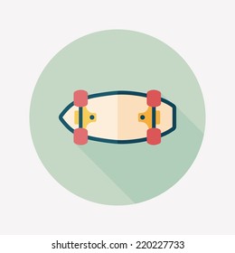 skateboard flat icon with long shadow,eps10