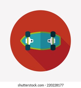 skateboard flat icon with long shadow,eps10