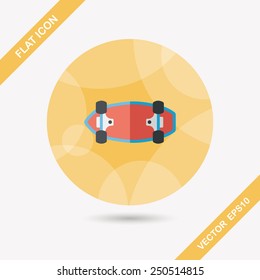 skateboard flat icon with long shadow,eps10
