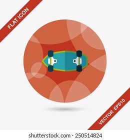 skateboard flat icon with long shadow,eps10