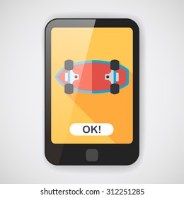 skateboard flat icon with long shadow,eps10
