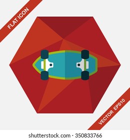 skateboard flat icon with long shadow,eps10