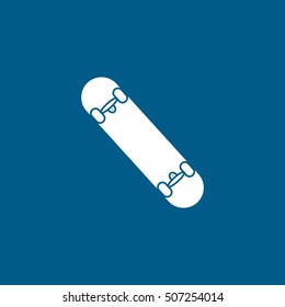 Skateboard Flat Icon On Blue Background