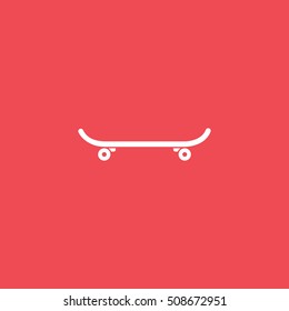 Skateboard Flat Icon On Red Background