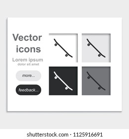Skateboard flat placed on web page template vector icon.