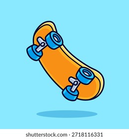 Ilustración de Vector de dibujos animados flotante de monopatín. Concepto de icono de objeto deportivo Vector de Premium aislado. Estilo plano de la historieta