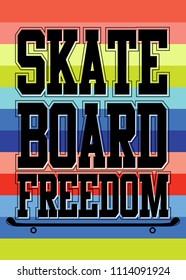 skateboard freedom colorful poster lines kids apparel