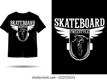 Skateboard freestyle silhouette t shirt design
