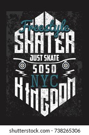 Skateboard freestyle typography , t shirt graphics , vector.New york city.badge , vintage