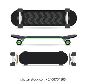 Skateboard front, top, bottom, side view 