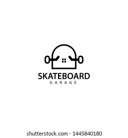Skateboard Garage Logo Design Icon