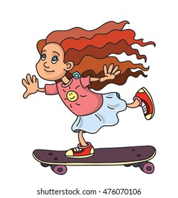 Skateboard girl. Girl on skate.