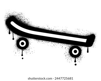 Skateboard graffiti drawn with black spray paint