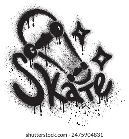 Skateboard-Graffiti für T-Shirt-Design mit Skate-Text Street-Art-Stil.