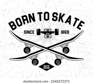 skateboard graphic design for tee print.Skateboard icon template isolated on white background.