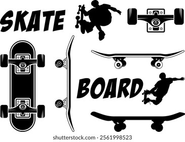skateboard graphic design for tee print.Skateboard icon template isolated on white background. 