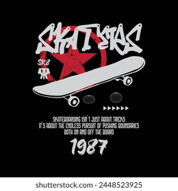 Skateboard graphic t-shirt and apparel design