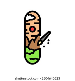 Icono de color de gráficos de monopatín. Vector de gráficos de monopatín. Ilustración de símbolos aislados