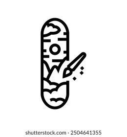 skateboard graphics line icon vector. skateboard graphics sign. isolated contour symbol black illustration