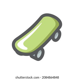 Skateboard green toy Vector icon Cartoon illustration