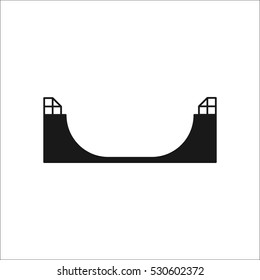 Skateboard half pipe symbol sign silhouette icon on background