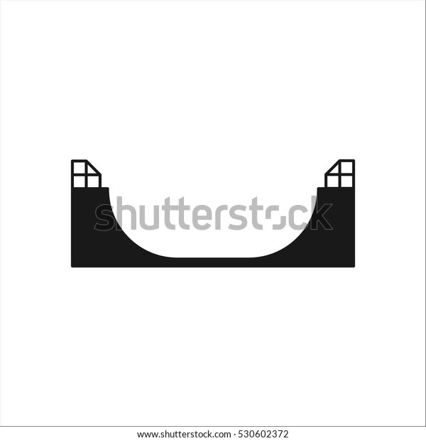 Skateboard half pipe symbol sign silhouette\
icon on background