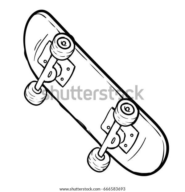 Skateboard Hand Drawn Sketch Stock Vector (Royalty Free) 666583693 ...