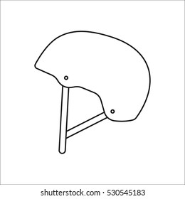 Skateboard helmet symbol sign line icon on background