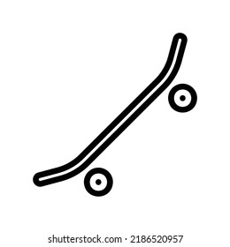 Skateboard icon in black outline style