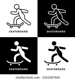 Skateboard Icon Cartoon. Skateboarding Symbol Vector Logo

