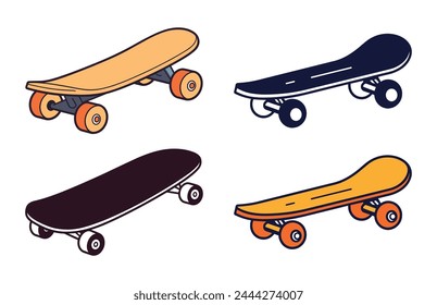 Skateboard Icon color vector, skateboard sport illustration set
