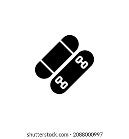 skateboard icon designed in black solid style and glyph style in sports icons category