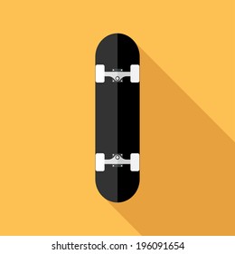 Skateboard icon. Flat design style modern vector illustration. Isolated on stylish color background. Flat long shadow icon. Elements in flat design.