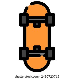 skateboard icon with flat outline style