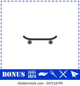 Skateboard icon flat. Simple vector symbol and bonus icon