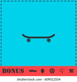 Skateboard icon flat. Simple vector symbol and bonus icon