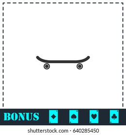 Skateboard icon flat. Simple vector symbol and bonus icon