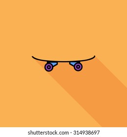 Skateboard icon. Flat vector related icon with long shadow for web and mobile applications. It can be used as - logo, pictogram, icon, infographic element. Vector Illustration.