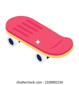 Skateboard icon of isomeric style, skateboarding