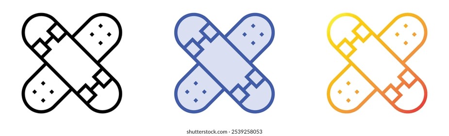 skateboard icon. Linear, Blue Fill and Gradient Style Design Isolated On White Background