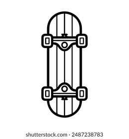Skateboard icon or modern line symbol. Vector line art and icon design with bold outline. Black and white Pixel Perfect minimalistic symbol isolated white background. Silhouette simple thin sign