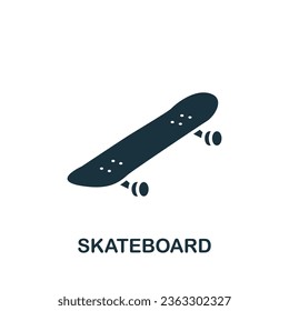 Skateboard icon. Monochrome simple sign from transportation collection. Skateboard icon for logo, templates, web design and infographics.