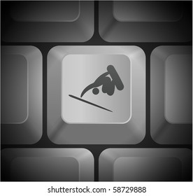 Skateboard Icon on Computer Keyboard Original Illustration